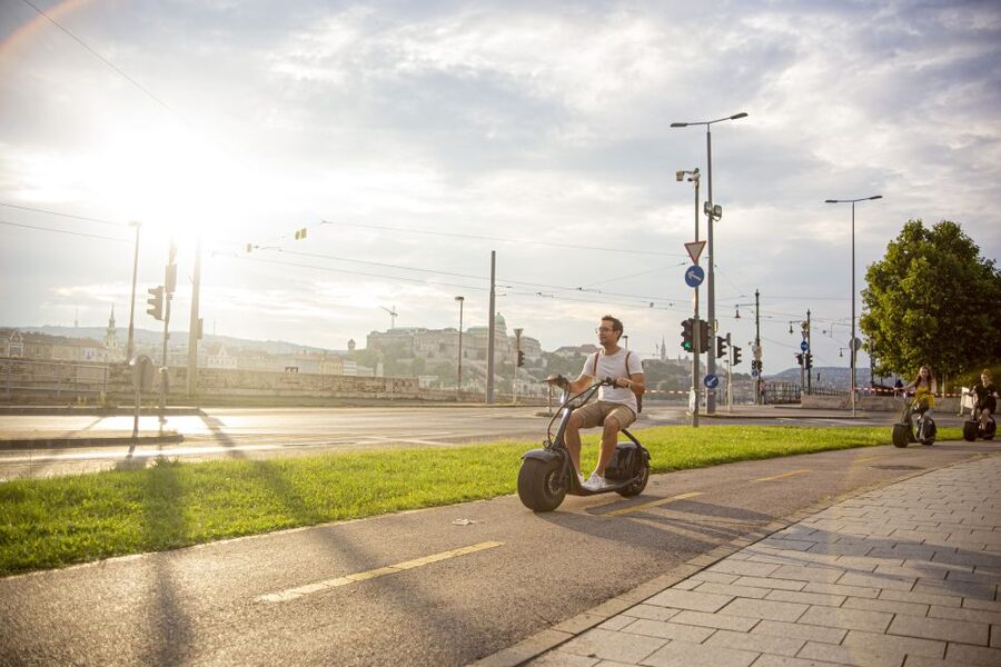 Budapest: Rent a Wide-Wheel E-Scooter - Crossing toward Chain Bridge and Castle Hill