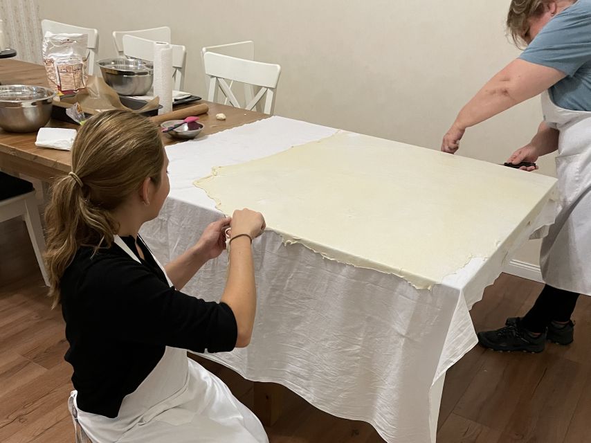 Stretched Strudel Making Class with 2 Different Fillings - Hungarian snacks while the strudels bake